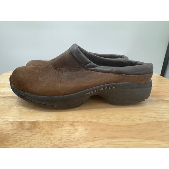 Merrell Shoes Womens 7.5 Jungle Primo Clogs Brown Leather Slip On Low Top Shoes - Picture 7 of 10